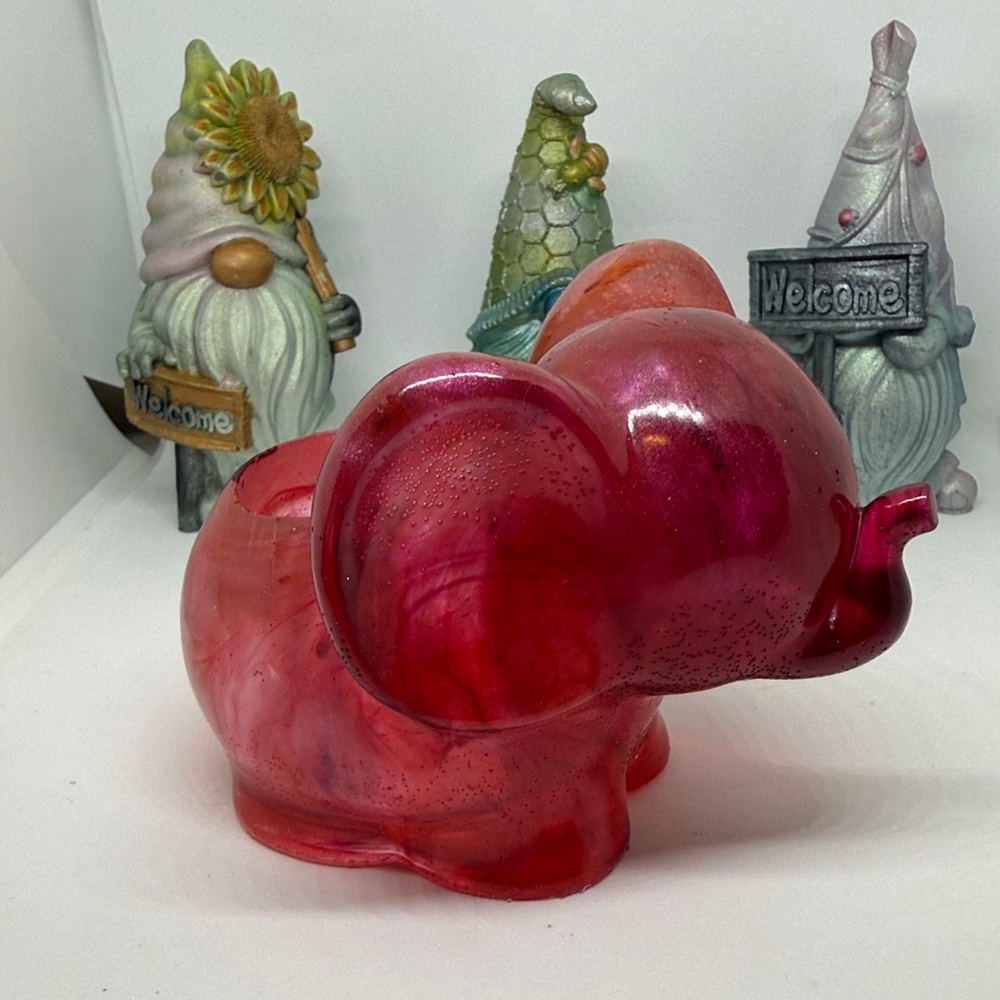 Unique Resin Crimson Elephant Art Piece